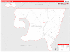 West Feliciana Parish (County), LA Digital Map Red Line Style